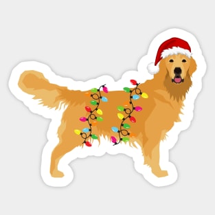 Golden Retriever Holiday Christmas Light - Golden Retriever Christmas in Santa Hat Holiday Santa Dog Sticker